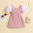 thumbnail image 3 of Fortune 1-6 Years Kids Girl’s Dress, Puff Sleeve Mix Color Pearls Patchwork Shift Dress, 3 of 7