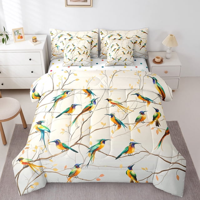 Erosebridal Bird Kingfisher Bed in a Bag King size, Wild Animal Bed Set, Ultra Soft