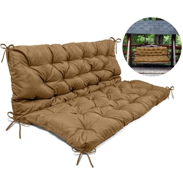 Swing Replacement Cushion, Outside Bench Cushion with Backrest, 2-3 Seater Cushion with 8 Ties for Outdoor Furniture, 59 x 39 x 4 Inches Porch Swing Cushion Garden Bench
