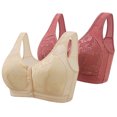 thumbnail image 1 of biudgviw Front Closure Bras for Women 2 Pc Wireless Push up Full Coverage Plus Size Bras Supportive Everyday Bralettes, 1 of 2