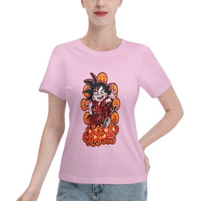 T-Shirt Basique à Manches Courtes pour Femmes Dragon Ball Little Goku