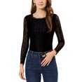 thumbnail image 1 of INSPIRE CHIC Blouse en Dentelle Transparente à Broderie Florale pour Femme à Col Rond à Manches Longues TG Noir, 1 of 6