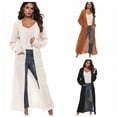 thumbnail image 1 of Women Floor Length Open Front Drape Cardigan Lightweight Long Sleeve Maxi Duster with Pockets Beige L, 1 of 5
