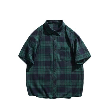 Birdeem Chemises pour Hommes Chemise à Carreaux à Boutons pour Hommes avec Poche Chemise Haut Manche Courte Col à Revers Haut/chemise