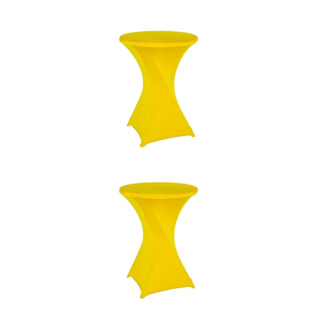 ZheElen Easy Care Stretch Round Tablecloth Versatile And Environmentally Friendly yellow 2Set