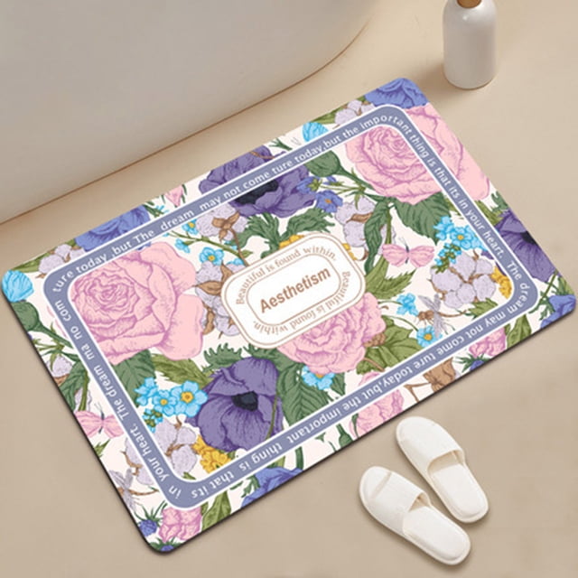 Feltree Diatom Mud Bathroom Floor Mat, Quick Dry Absorbent Shower Technology Non-Slip Carpet Modern Entryway Decor
