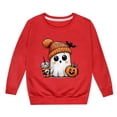 thumbnail image 3 of PMVFHDE Chandails à Capuchon et Chandails pour Filles Mode Enfants Halloween Mignon Imprimé Col Rond Sans Capuche Chandail à Manches Longues pour Filles Rouge, 7-8 Ans, 3 of 3