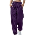 thumbnail image 1 of AherBiu Pantalon de Survêtement en Molleton pour Femmes, Ample, Taille Haute, Décontracté, Athlétique, Joggers avec Poches, Course, Gym, Entraînement, Pantalon, 1 of 5