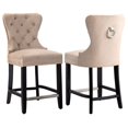 thumbnail image 1 of Avara 24" Tufted Velvet Counter Stool with Black Legs (Set of 2), 1 of 5