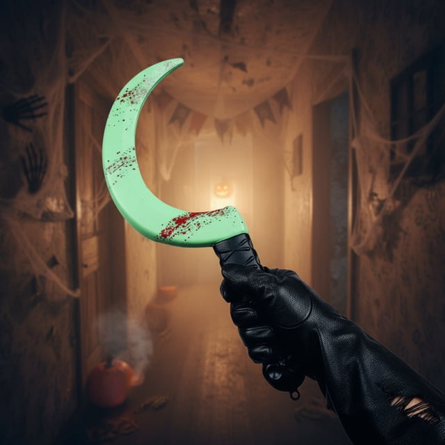 LSLJS Halloween Luminous Bloods Blade Prop Knife Simulation Plastic Kitchen Knife Machetes and Machetes Horror Bloods Stain Cos Performance Equipment Halloween Decorations