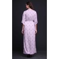 thumbnail image 3 of Bimba Robe Longue d'Été en Rayonne à Feuilles Imprimées au Bloc, Manches Kimono, Fente, Grande, 3 of 6