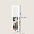 thumbnail image 3 of LED Jewelry Cabinet w/ Full Length Mirror Jewelry Storage Organizer, White, 3 of 10