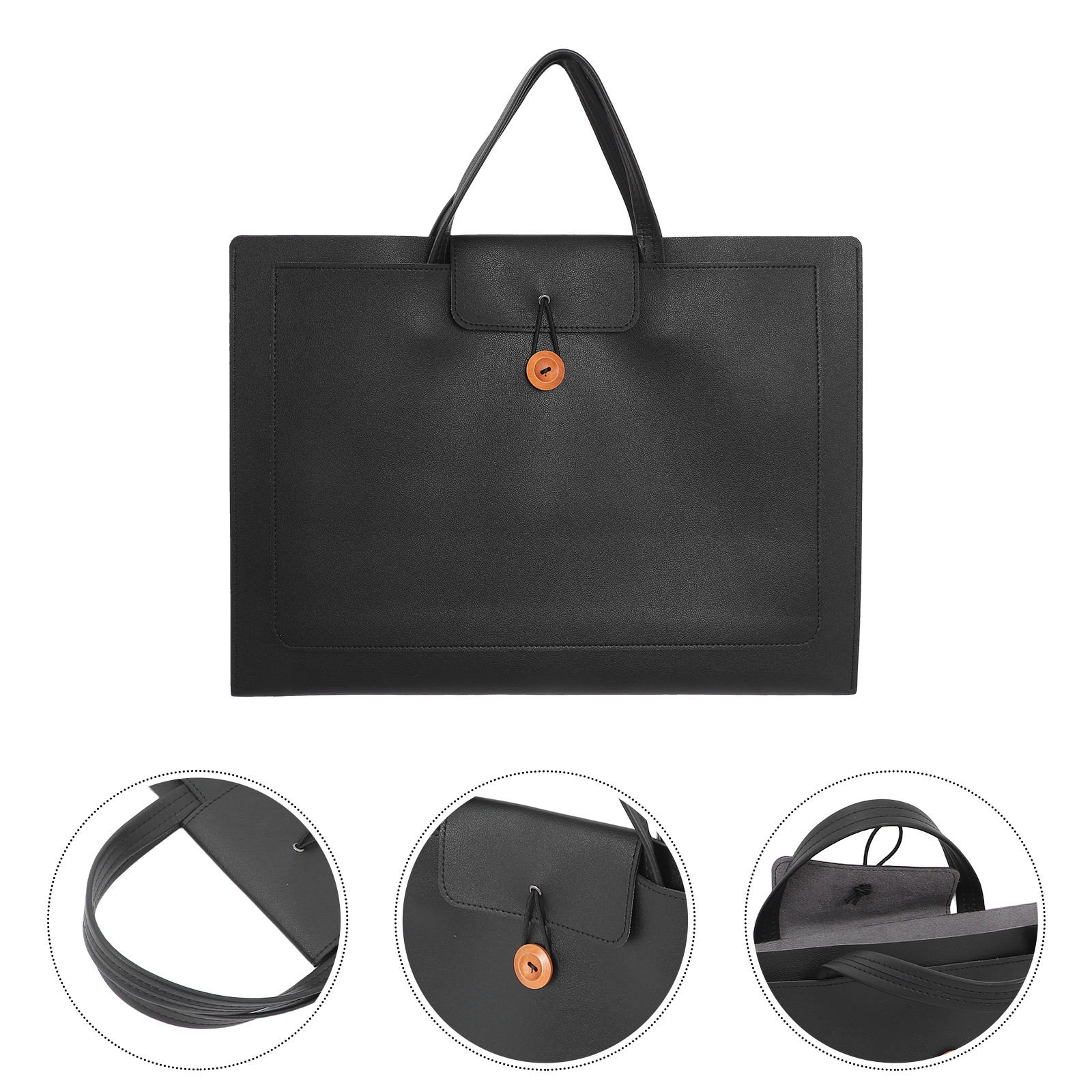HONMEET Women Laptop Bag Professional Design Black Pu Business Laptop Bag Travel 1Set