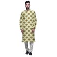 thumbnail image 1 of Atasi Printed Long Kurta For Men With White Churidar Pyjama Set Traditional Wear, 1 of 1