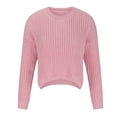 thumbnail image 4 of Timegard Hauts en Tricot pour Femmes Col Ras du Cou Fendu Manches Longues Court Chandail Automne Hiver Chandails Amples, 4 of 6