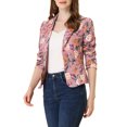 thumbnail image 4 of INSPIRE CHIC Women's Fitted Blazer Notch Lapel Printed Open Front Work Suit Jacket XL Rose-Floral, 4 of 7