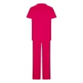 thumbnail image 4 of yoeyez Scrubs for Women Set,Ladies Stretch Short Sleeve Crew Neck Tops & Drawstring Jogger Pants Workwear With Pockets Watermelon Red, 4 of 5