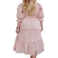 thumbnail image 4 of Mommy and Me Dresses Floral Print Short Sleeve Ruffle Beach Midi Dress Sundress, 4 of 4