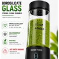 thumbnail image 4 of Portable Smoothie blender ROSEVIEW Glass bottle USB rechargeable 200W Power 15Oz mini Handheld Ice Shakes Cup blend juicer Cordless blender Personal smoothies maker Fruit mixer, 4 of 8