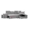 thumbnail image 1 of Urban Cali Pasadena Large Sleeper Sectional Sofa Bed with Storage Ottoman and 2 Stools (Thora Stone / Right Facing Chaise), 1 of 39