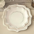 thumbnail image 1 of CUITING 25 Pack White Pink Paper Dessert Plates in Damask Floral Pattern  8” Round Disposable Salad Appetizer Plates with Scalloped Rims - 300 GSM, 1 of 11