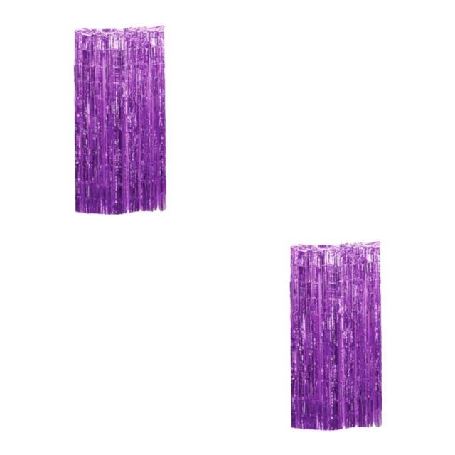 Wweixi Customized Fringe Curtain For Exquisite Anniversary Party Decorations Luster Purple 2Set