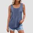 thumbnail image 2 of Chbgutlmr Camisole pour Femmes Grande Taille Col Rond Sans Manches Couleur Unie Plissée Chic Décontractée Tuniques, 2 of 6