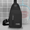 thumbnail image 4 of Crossbody Strap Bag Backpack with Headphone Hole | Multipurpose Sling Chest Pack | Lightweight Nylon Shoulder Bag | Adjustable Strap | Multiple Pockets | Hiking Travel Outdoor | 31x17x5cm | Blue, 4 of 7