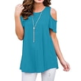 thumbnail image 2 of Timegard Womens Tops Cold Shoulder Crew Neck Short Sleeve Tunic Tops Mid Long Comfy Summer Casual, 2 of 6