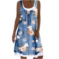 thumbnail image 1 of Pisexur Robe en Denim Aguichant pour Femme Sans Manches à Col en V, Robe Midi à Fleurs, Décontractée, Fente Latérale, Robe-Chemise en Jean, 1 of 5