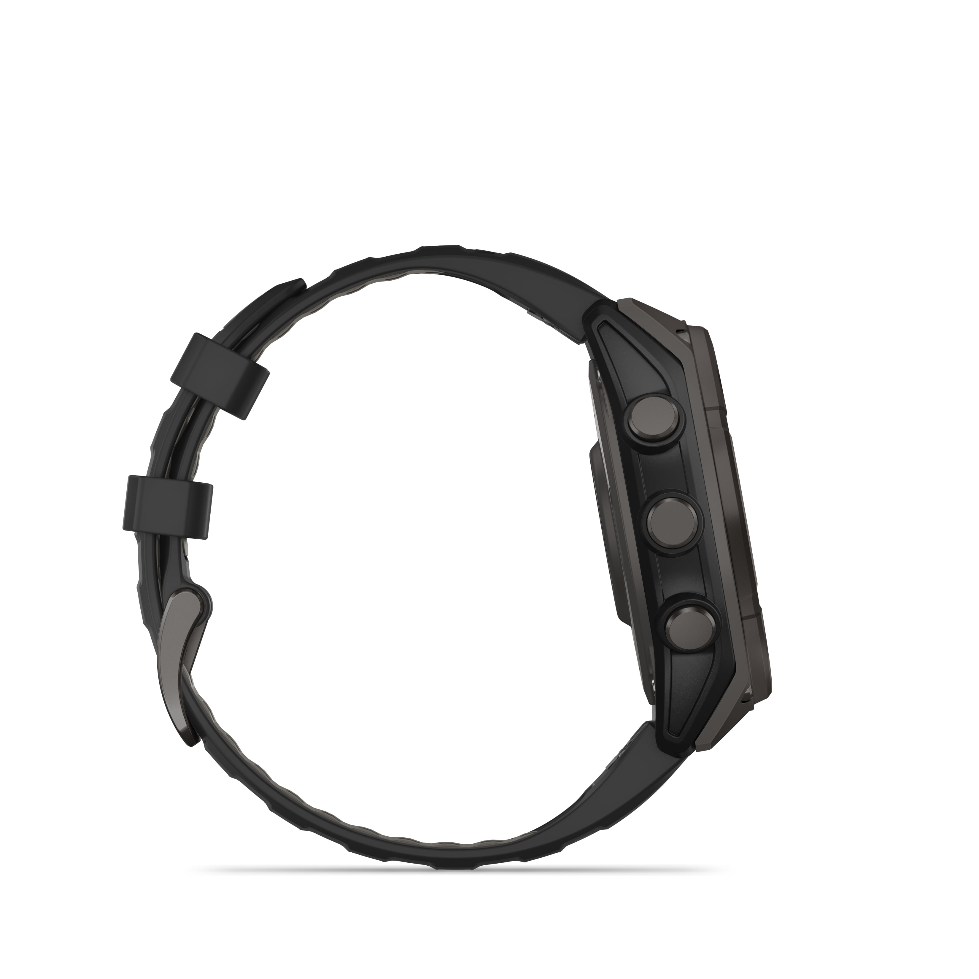 Montre intelligente GPS Garmin fēnix® 8 avec objectif en saphir solaire - 47 mm - Lunette en titane DLC gris carbone avec bracelet en silicone noir/gris galet