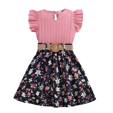 AJIWYH Sweat Suits for Girls,Girls' Clothes 2024 Spring/summer Children's Clothing New Children's Clothing Lace Sleeve Top Printed Half Skirt Set Matching Clothes for Family of 4 Pink,8-9 Years