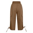 thumbnail image 3 of QATAINLAV Capris de Randonnée pour Femmes avec Poches Été Cargo Légers Pantalons Capri de Voyage Unis Décontractés Bas Resserré Pantalons de Survêtement Raccourcis Offres Éclair du Jour Café S, 3 of 8