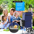 thumbnail image 4 of Foldable Shopping Trolley, Portable Grocery Cart with 29L Removable Bag, Insulated Pouch, Aluminum Frame (Blue), 4 of 6