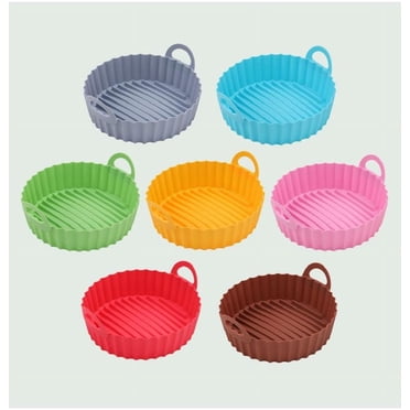 Air Fryer Silicone Basket thickened 8.5 inch large Reusable Heat Resistant Easy Cleaning Air fryers Silicone Pot Round for Air fryer Oven Accessories