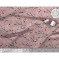 thumbnail image 2 of Soimoi Pink Silk Fabric Branch,Dot & American Robin Bird Printed Craft Fabric by The Yard 42 Inch Wide, 2 of 3