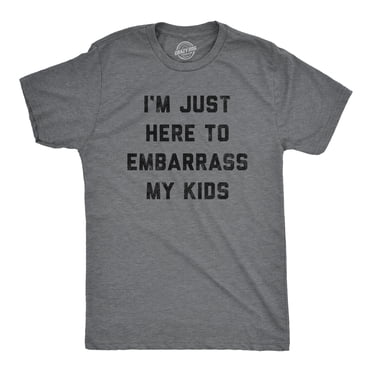 Mens Im Just Here to Embarrass My Kids T Shirt Funny Parenting Novelty Gift for Dad (Dark Heather Grey) - 4XL