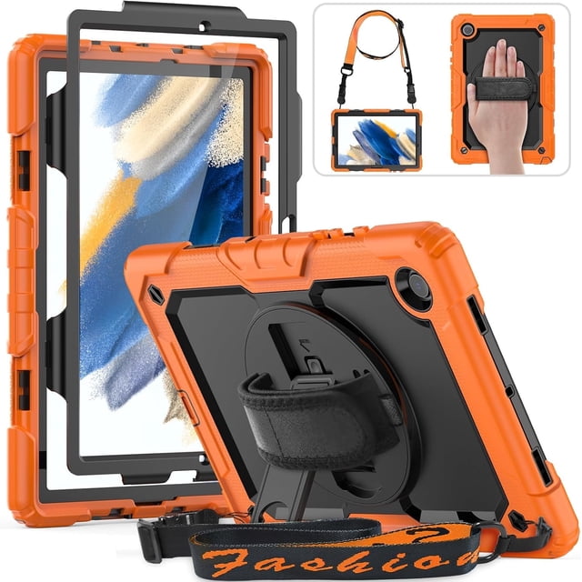 KOMI for Samsung Galaxy Tab A8 Case 10.5 Full Body Protective with Rotating Hand Strap/Screen Protector/Built-in Stand, Sturdy Shockproof Samsung A8 Tablet Case 2022 SM-X200/X205/X207