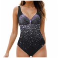 thumbnail image 1 of Huesdet Women's One Piece Swimsuit Ribbed Open Back Bathing Suit Tummy Control Scoop Neck Adjustable Straps High Cut Swimwear[Purple,M], 1 of 8