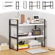 Sentmoon Corner Bookshelf Corner Storage Double-Tier Desktop Storage Shelf Student Desk Organizer Office Computer Desk Tiered Cabinet for Bathroom and Toiletries