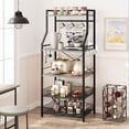 thumbnail image 3 of Bakers Rack, Farmhouse Microwave Oven Stand with 2 Large Metal Wire Basket, 5 Tier Utility Storage Shelf with 8 Hooks, 3 of 9