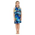 thumbnail image 1 of Robe Hawaïenne pour Fille à Col Rond avec Volants, Coucher de Soleil Bleu, Taille 6, 1 of 4