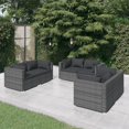 thumbnail image 1 of vidaXL 6 Piece Garden Lounge Set with Cushions Poly Rattan Grey, 1 of 3