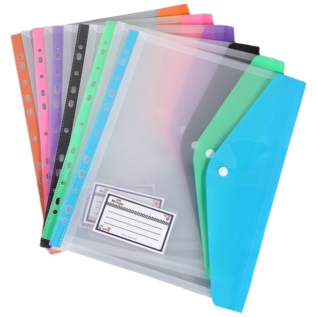 SHISUYAN 6Pcs Office Binder Pockets Documents Snap Button Binder Pouches File Storage Bags File Folder