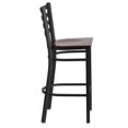 thumbnail image 3 of HERCULES Series Black Ladder Back Metal Restaurant Barstool - Walnut Wood Seat, 3 of 9