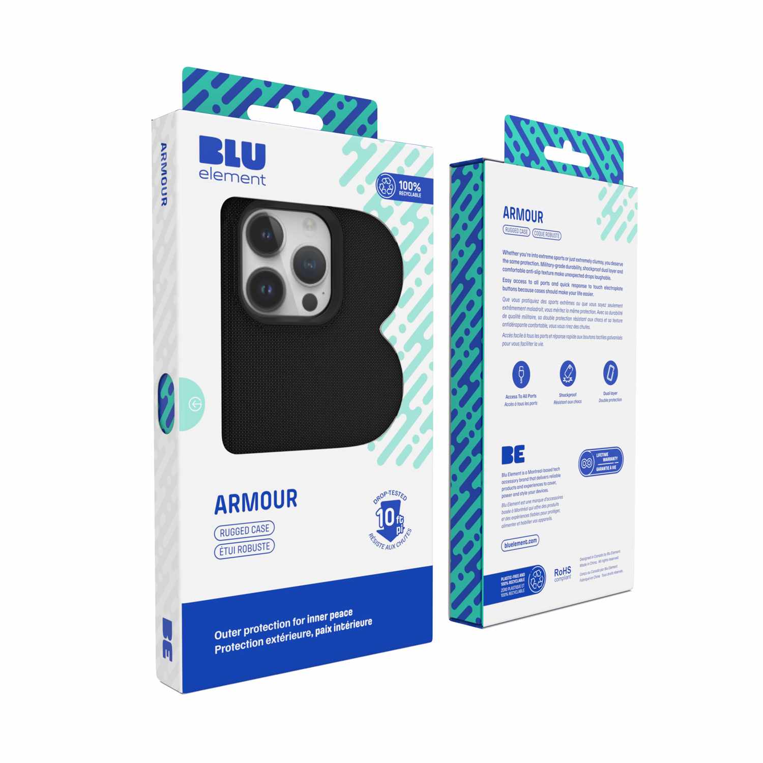 Blu Element Étui Robuste Armour avec MagSafe Noir pour iPhone 16e/15/14/13