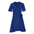 thumbnail image 4 of SMihono Robe d'Été Bohème pour Femmes Grande Taille Mode Décontractée Printemps et Été Fendue Col en V Manches Courtes, 4 of 5