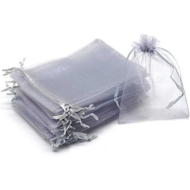 ORUYROP 100pcs Drawstring Organza Jewelry Candy Pouch Party Wedding Favor Gift Bags (8x12, Gray)