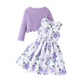 thumbnail image 5 of Splozh Toddler Dance Outfit 2PCS Little Toddler Girls Dress with Cardigan Floral Dresses Ruffle Sweaters Spring Fall Clothes Purple,2-3 Years, 5 of 5