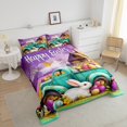 thumbnail image 4 of Erosebridal Easter Eggs Bedding Sets Full with Comforter,Kawaii Rabbit Floral Duvet Insert,Festival Theme Decor,Reversible,3pcs, 4 of 7